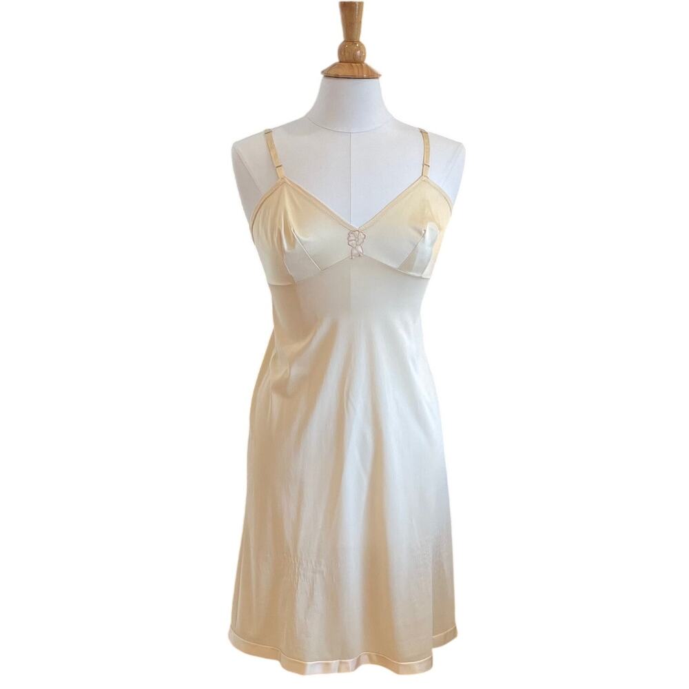 Vintage Vanity Fair Butter Yellow Satin Slip Dress, Size 34